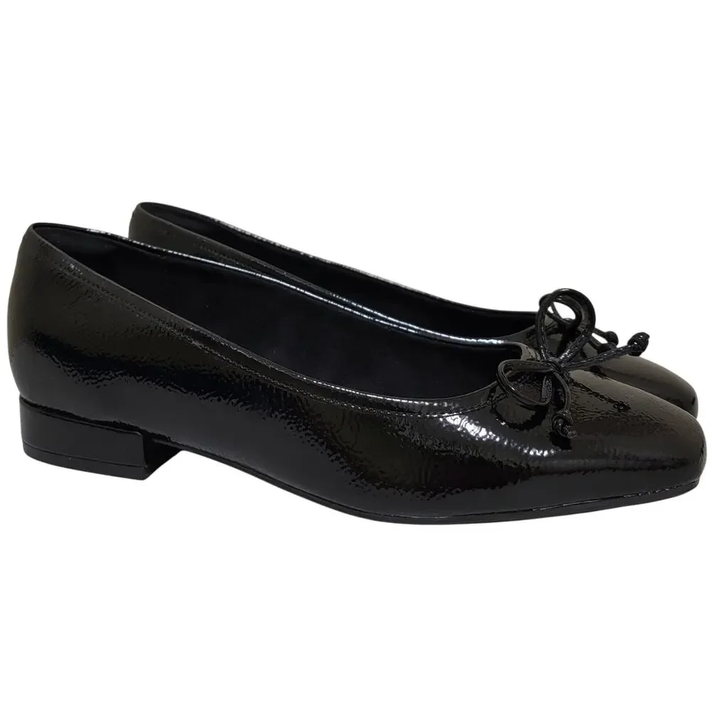 Rockport Women Sadie 2 Low Heel Ballet Flats Size US 8.5W Black Crinkle Patent